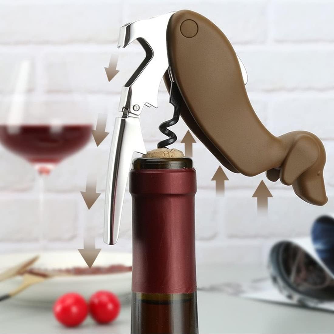 Buddy the Bordeaux Collie Black Dog Corkscrew, Professional Waiters Corkscrew Wine Key Bottle Opener,Manual Wine Key for Servers, Waiters, Bartenders and Home Use(Buddy Dog)
