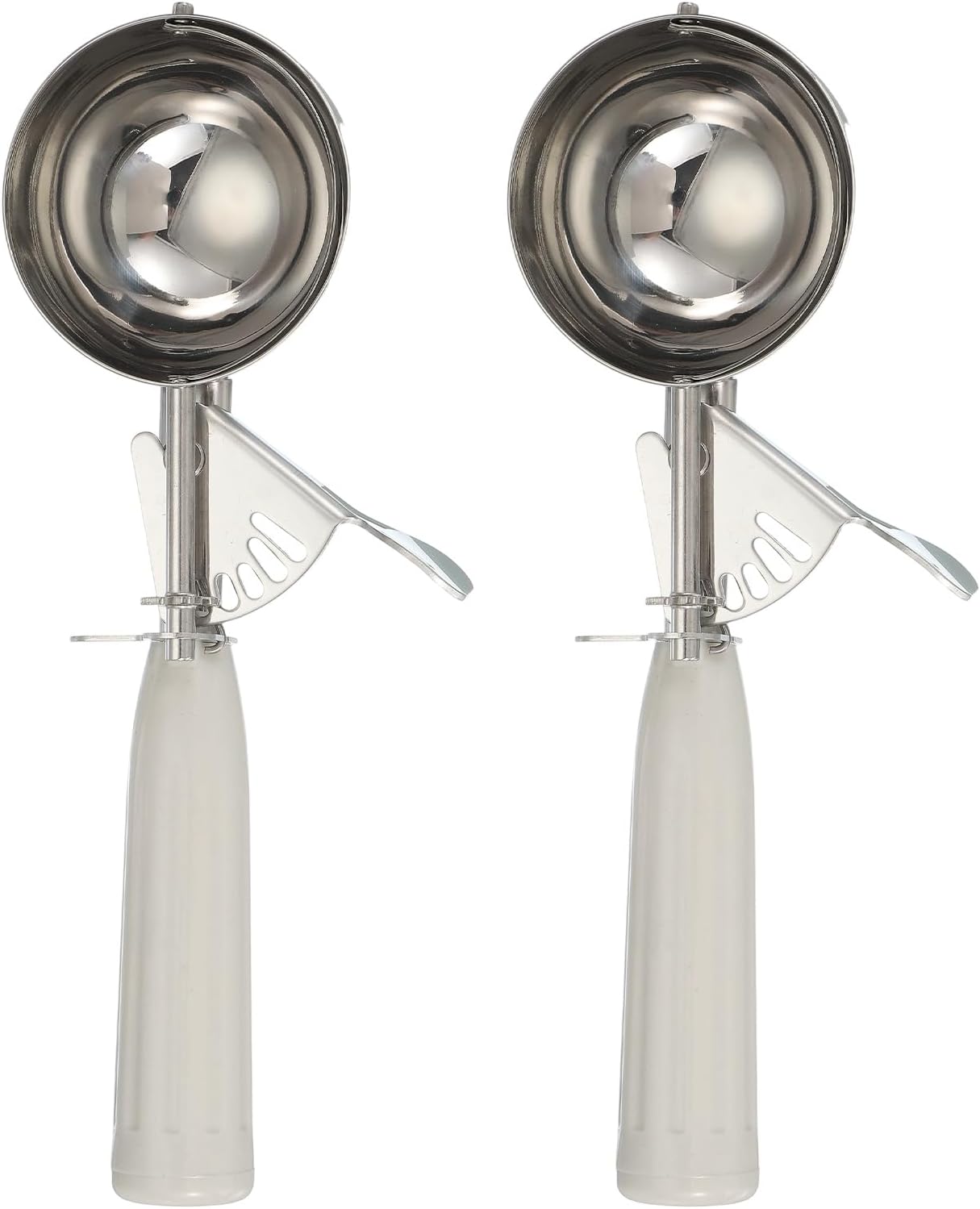 uxcell 2 Pcs Cookie Scoops, Ice Cream Scoop with Trigger for Baking Cookie Dough Rice Pudding Kitchen Gadget, Beige