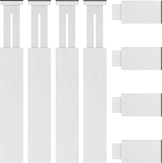 FJO 4 Pack Adjustable Bamboo Drawer Dividers - 12.5" - 21.7" Expandable Drawer Separators for Kitchen, Utensils, Clothes, Bedroom, Dresser, Bathroom (White)