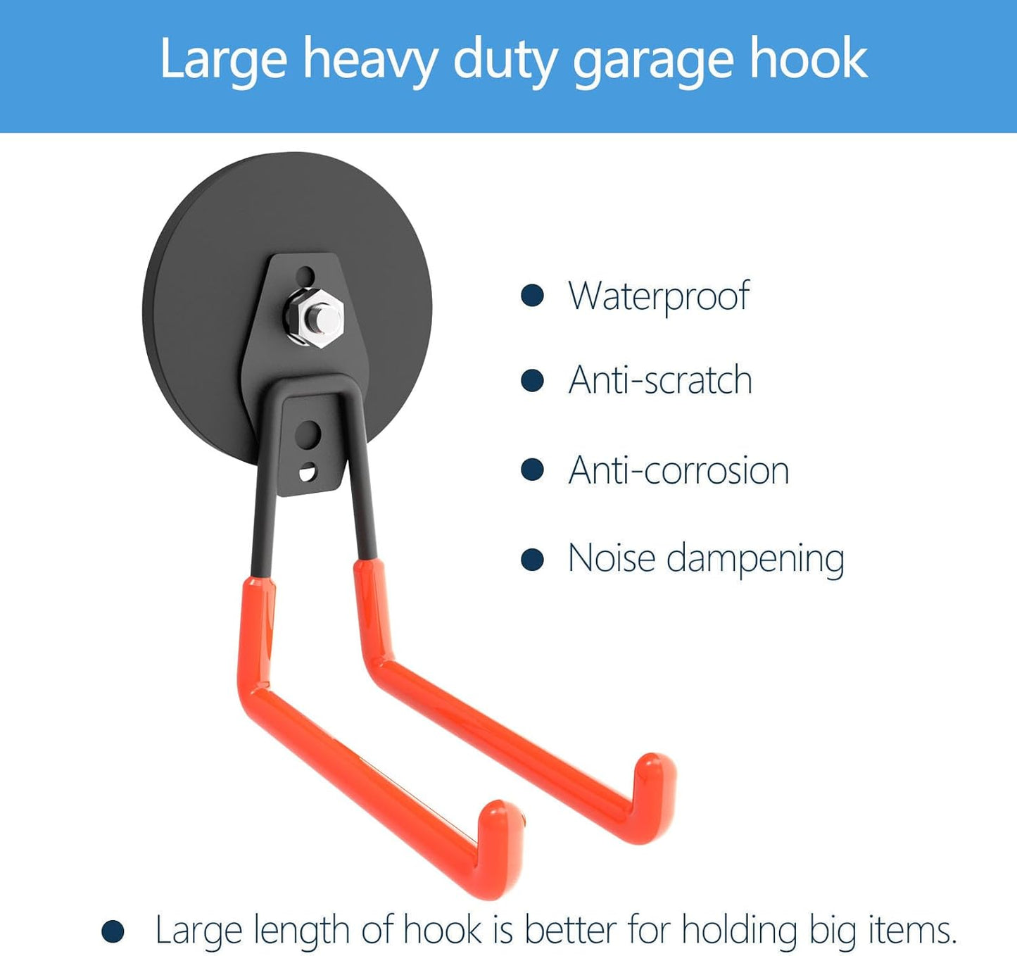 Heavy Duty Large Magnetic Hooks, Strong Magnet Hooks for Garden Tools,Hose,Straps,Steel Pegboard,Workshop,Anti-Scratch Extra Strong Magnetic Hook,Magnetic Cable and Tool Holder(2 Pack)