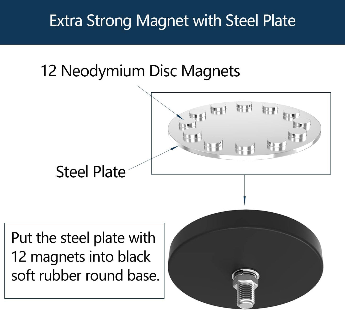 Strong Garage Magnetic Hooks - 4Pack, Large Heavy Duty Storage Utility Magnet Hooks with Anti-Slip Coating for Indoor & Outdoor Hanging for Metal Cabinet,Pegboard,Garage Shelve,Garden Tools