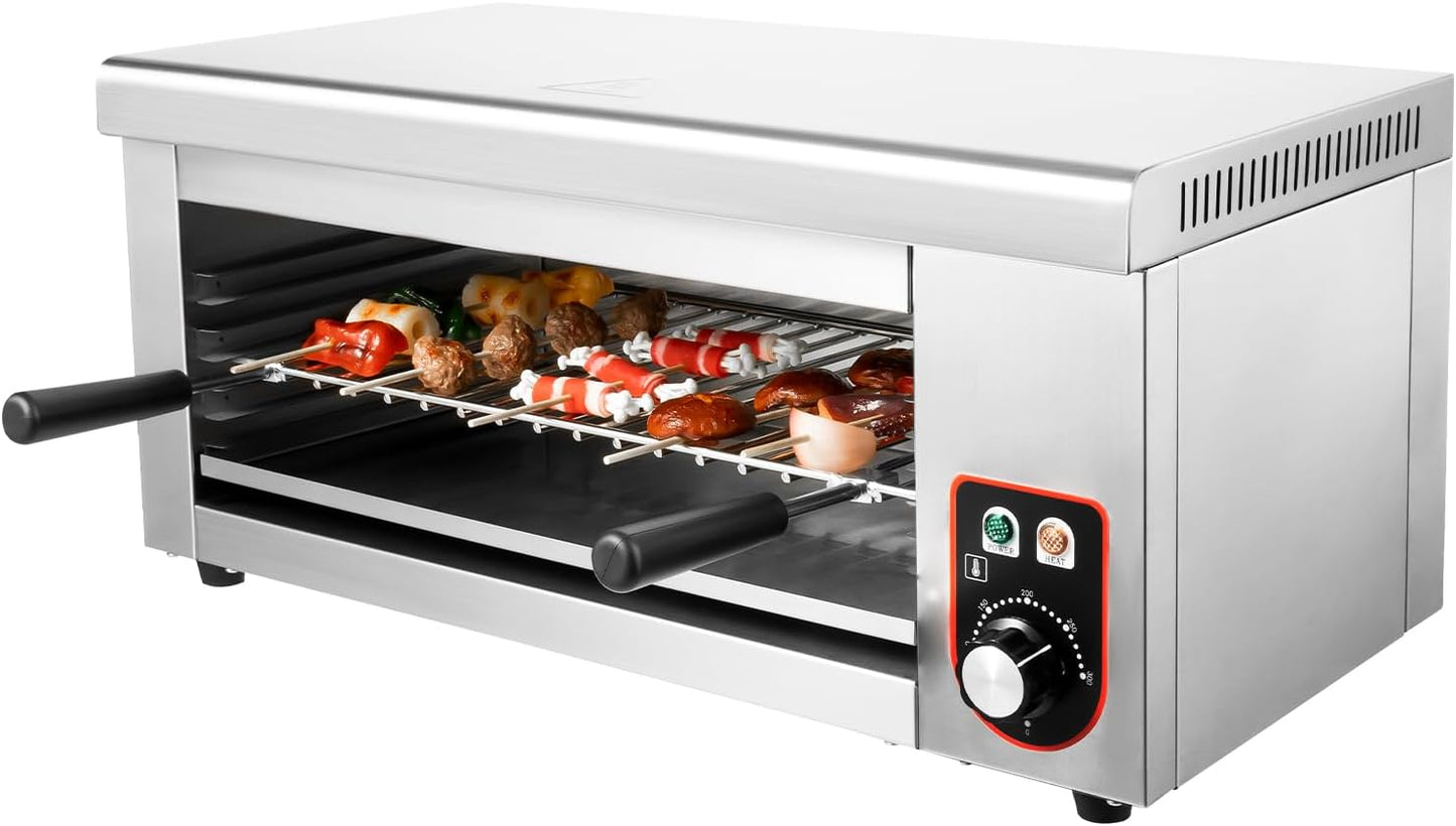 1500W Electric Cheese Melter Commercial Cheese Melter Cheesemelter Grill 122-572°F Stainless Steel Countertop Salamander Broiler Toaster Oven Silver