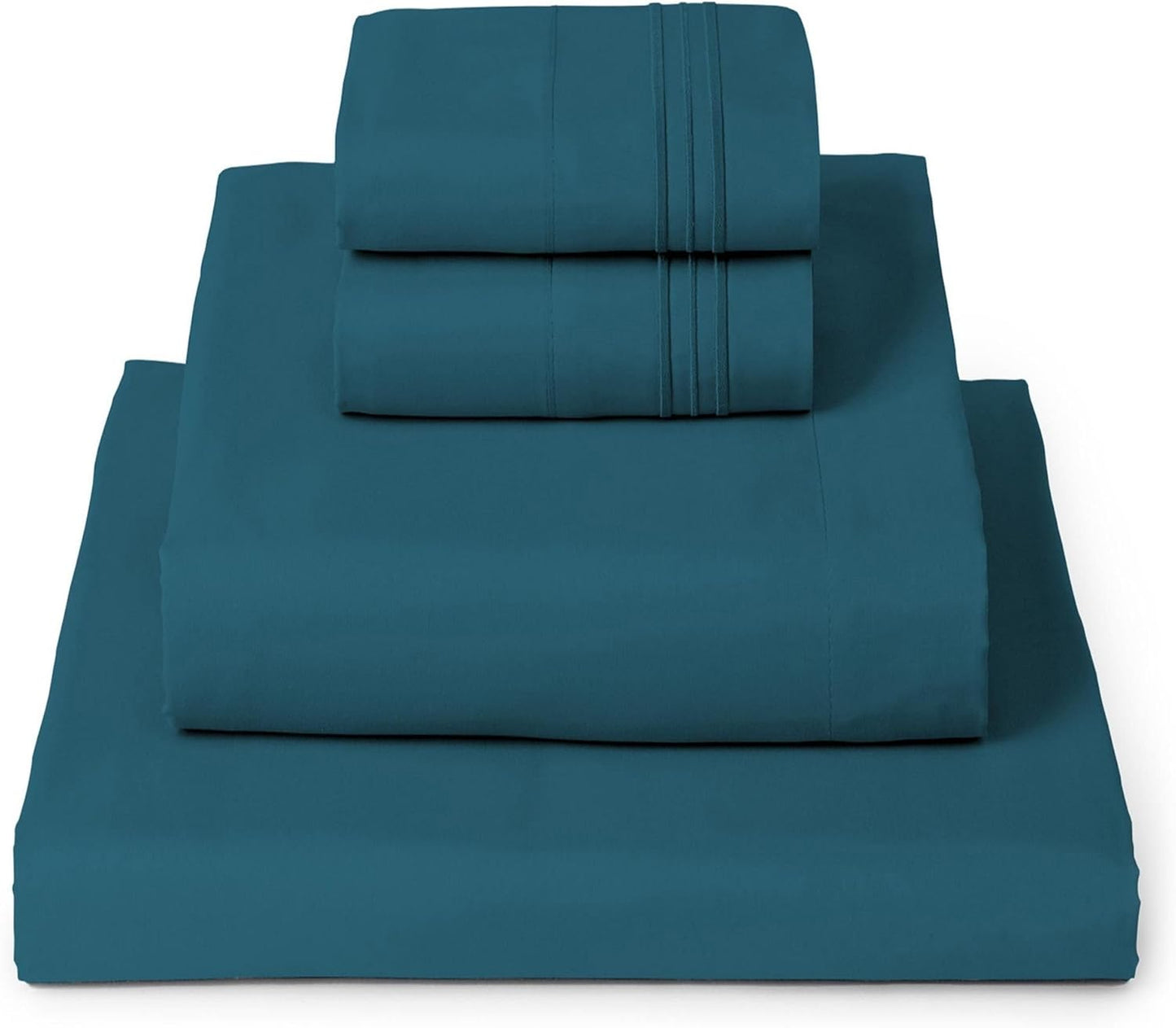 Mellanni California King Sheets Set - 4 PC Iconic Collection Bedding - Hotel Luxury, Extra Soft, Cooling Bed Sheets - Wrinkle, Fade, Stain Resistant (Cal King, Teal)