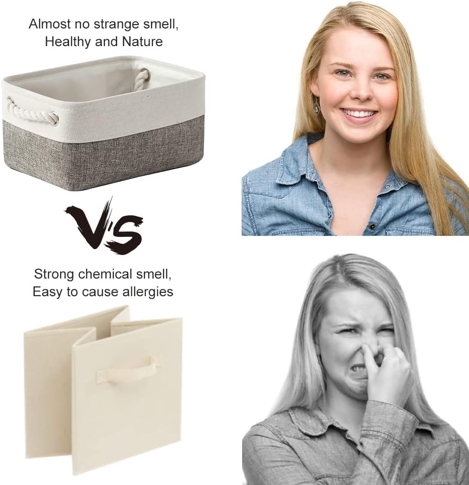 TcaFmac Storage Basket for Organizing - Large 4 Pack 15.8x11.8x8.2 inch Fabric Storage Bins for Shelves, Foldable Storage Cubes for Closet Cloth Toy Gift Kids(White&Grey)