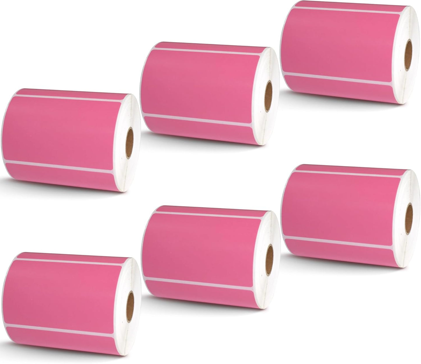 BETCKEY - 4" x 2.5" Shipping & Multipurpose Labels Compatible with Zebra & Rollo Label Printer,Premium Adhesive & Perforated[Pink, 6 Rolls, 3720 Labels]