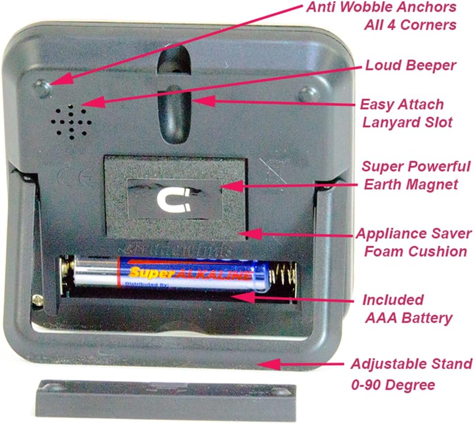Elegant Digital Kitchen Timer Stainless Steel - Charcoal -Strong Magnetic Back - Kickstand - Loud Alarm - Large Display - Auto Memory - Auto Shut-Off (Charcoal) by eTradewinds