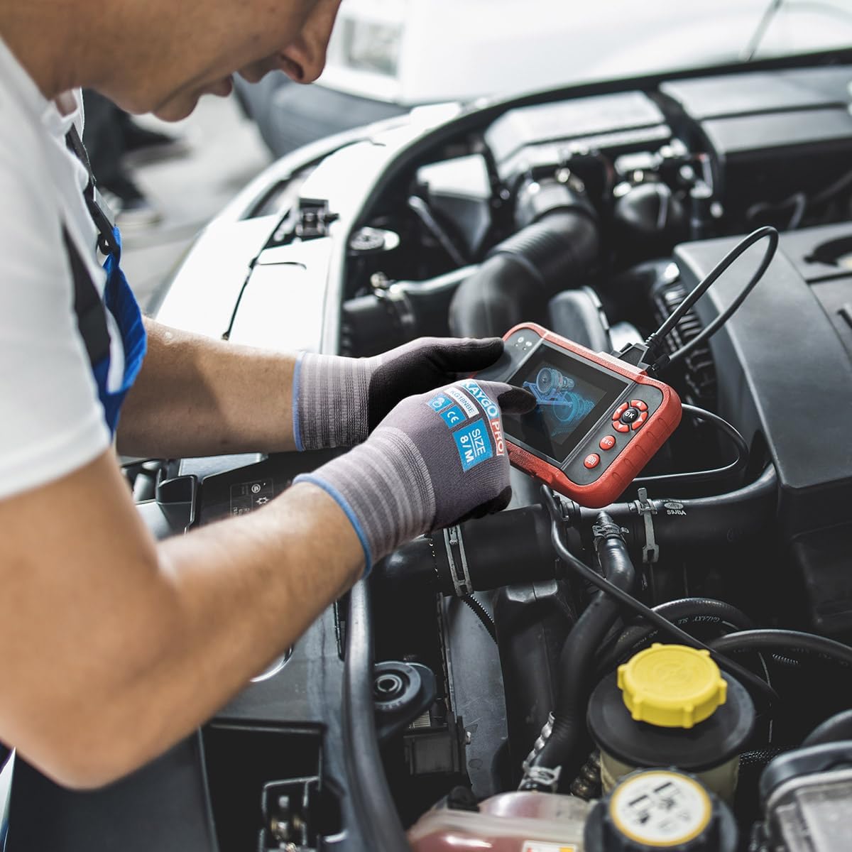 KAYGO Safety Work Gloves MicroFoam Nitrile Coated-12 Pairs KG18NB,Seamless Knit Nylon Glove with full fingers Touchscreen, Ideal for General Purpose,Automotive,Home Improvement, Black,S