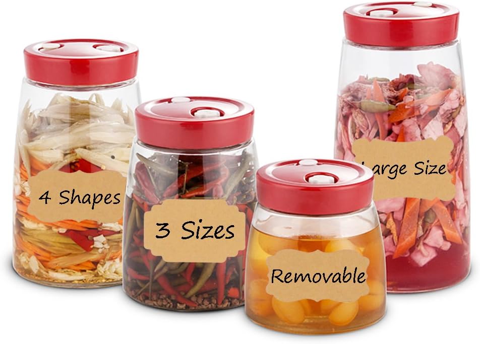 Nardo Visgo Natural Brown Kraft Bottle Labels,Assorted Size Self-Adhesive Removable Kraft Paper Sticker Labels for Essential Oil Bottles,Gift Tags,Mason Jars or Storage Bins,Free Black Marker,192pcs