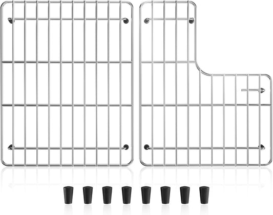 Stainless Steel Sink Protectors for Kitchen Sink, 23.2'' x11.6'' Sink Racks Compatible with Kohler Whitehaven K-6486 and K-6487, Sink Grid Sink Grate for Bottom of Kitchen Sink with Rubber Feet