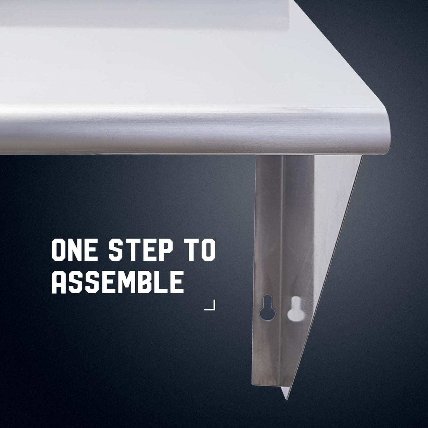 Profeeshaw NSF Stainless Steel Shelf 14” x 24”, 250 lb Commercial Shelves Wall Mounted Metal Shelving with Backsplash and 2 Brackets for Restaurant, Bar, Utility Room, Kitchen and Garage