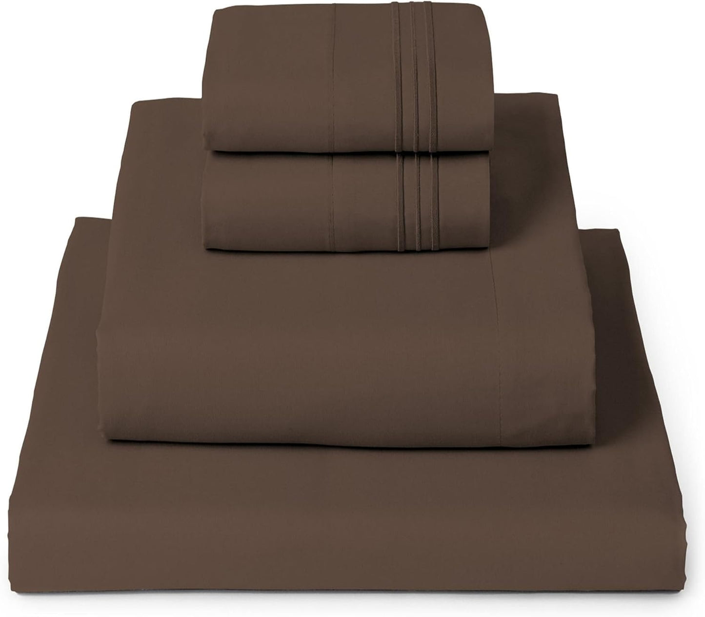 Mellanni Queen Sheets Set - 4 PC Iconic Collection Bedding - Hotel Luxury, Extra Soft, Cooling Bed Sheets - Wrinkle, Fade, Stain Resistant (Queen, Brown)