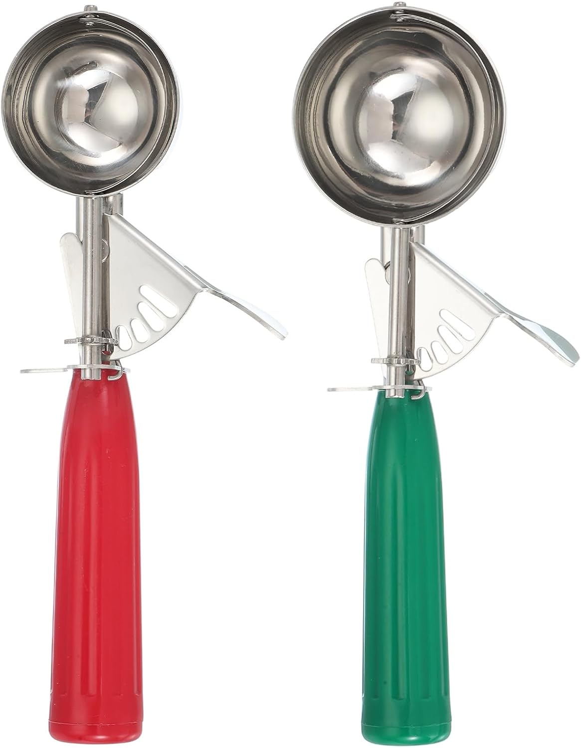 uxcell 2 Pcs Cookie Scoops, Ice Cream Scoop with Trigger for Baking Cookie Dough Rice Pudding Kitchen Gadget, Red, Green