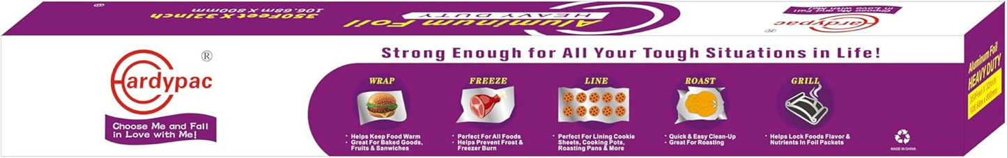 32 Inch Extra Wide Heavy Duty Aluminum Foil Roll, 930SQFT, 32 Inch Width x 350 Feet Length, Commercial Catering, Industrial Grade grill foil, wide aluminum foil roll, Roasting, Baking, Cooking