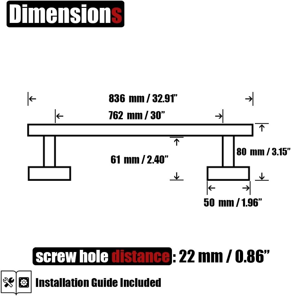 JQK Bath Towel Bar, 33 Inch 304 Stainless Steel Thicken 0.8mm Single Towel Rack for Bathroom, Towel Holder Brushed Finished Wall Mount, Useable Length 30 Inch, TB110L30-BN