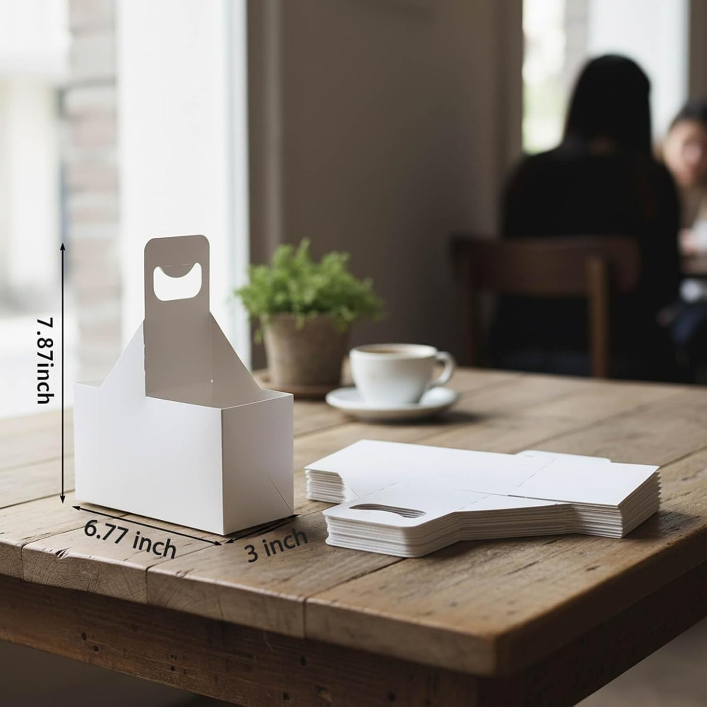 Kraft Paperboard 2-Cup Drink Carrier with Handle, 12-32 oz Coffee Cup Holder, Takeout Beverage Delivery, 15-Pack(Without Cups)