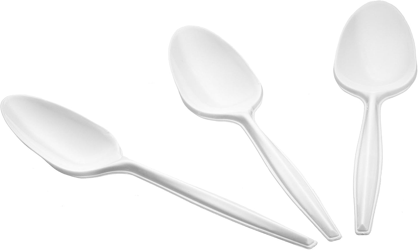 Settings 1000 Count White Plastic Spoons – Disposable Cutlery for Parties, Events, Catering, and Takeout