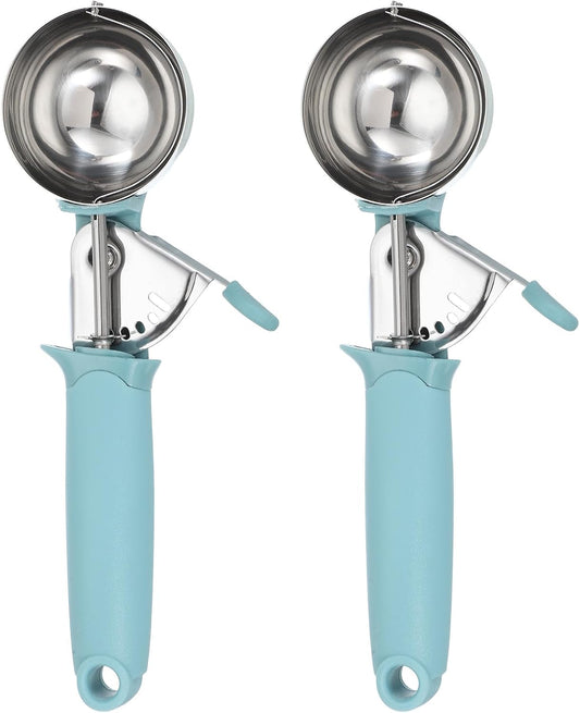 uxcell 2pcs Cookie Scoops, Ice Cream Scoop with Trigger for Baking Cookie Dough Rice Pudding Kitchen Gadget, Blue
