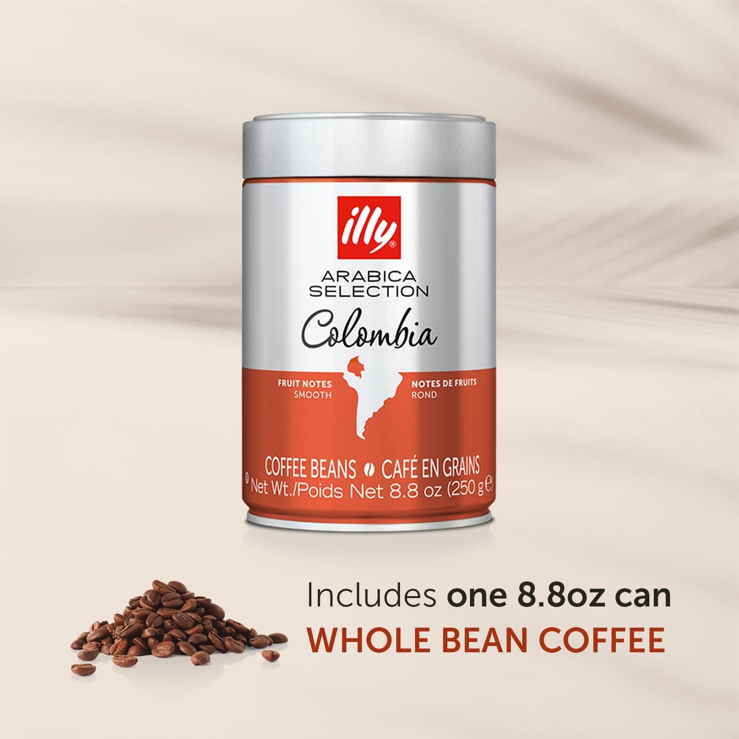 illy Whole Bean Coffee - Perfectly Roasted – Colombia Medium Roast – Smooth Taste, Notes of Fruit – Fruit Notes - 100% Arabica Beans - No Preservatives – 8.8 Ounce