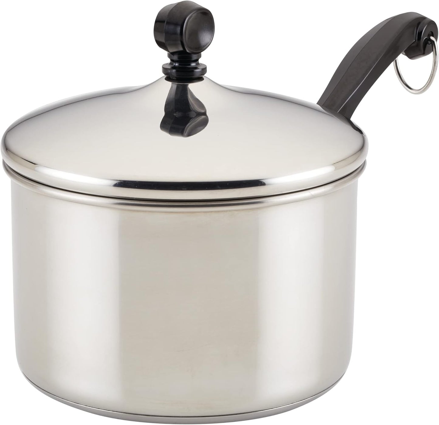 Farberware Classic Stainless Steel 2-Quart Mirror Satin Covered Saucepan, Silver