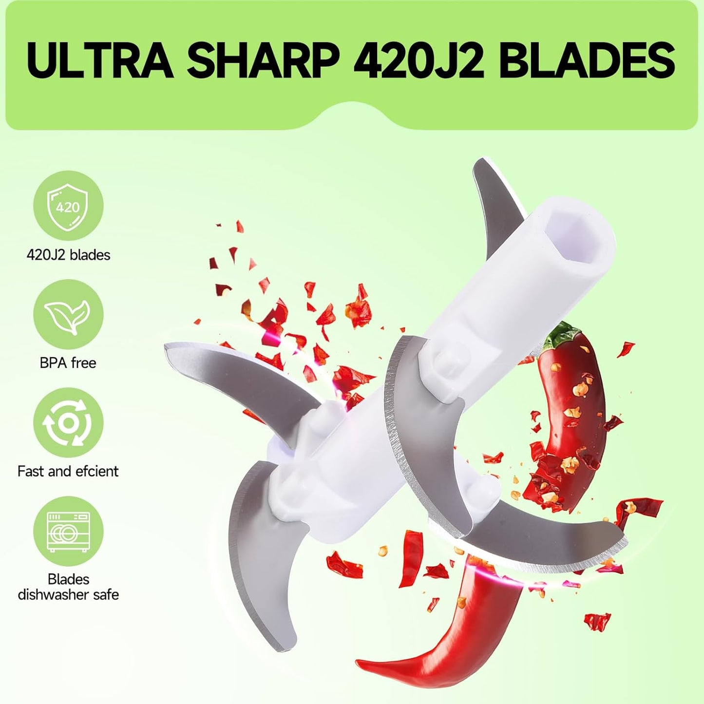 Manual Food Processor Vegetable Chopper, Portable Hand Pull String Garlic Mincer Onion Cutter for Veggies, Ginger, Fruits, Nuts, Herbs, etc., （900ml,Gray-green）