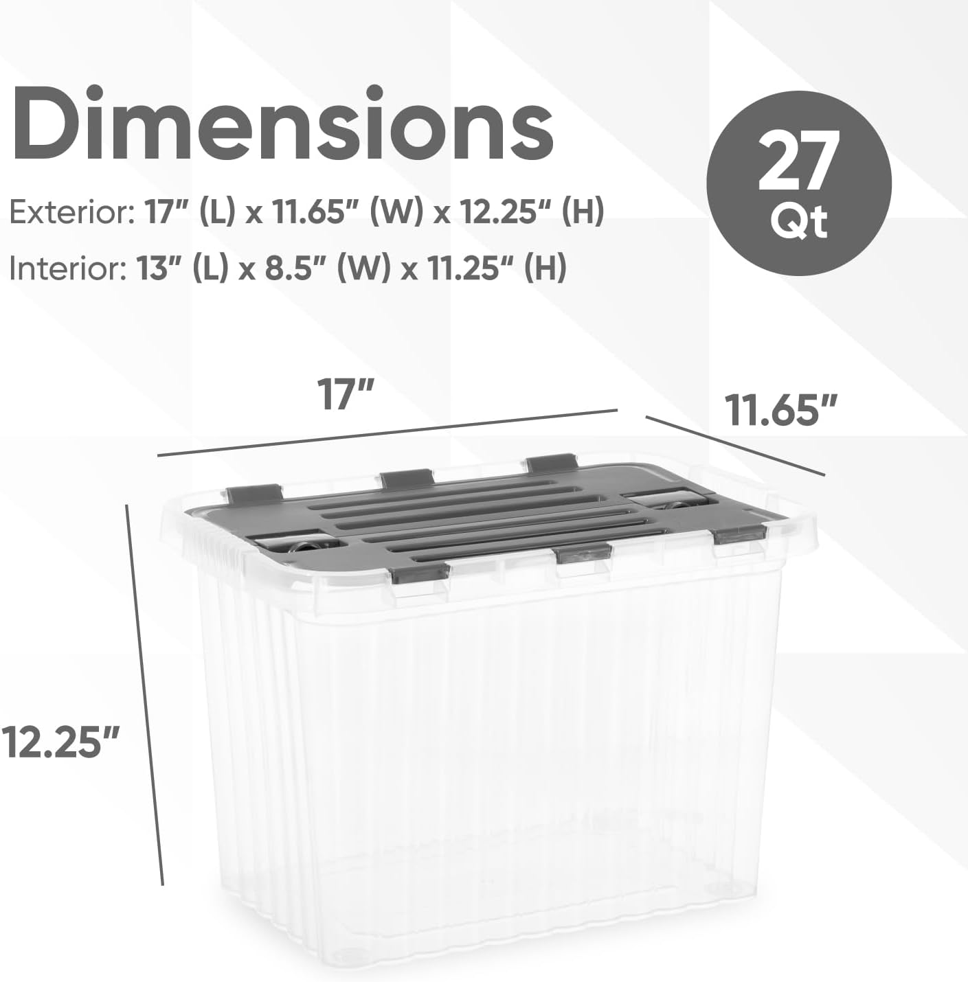 Superio 26 L Deep Storage Container with Hinged Lid (2 Pack)