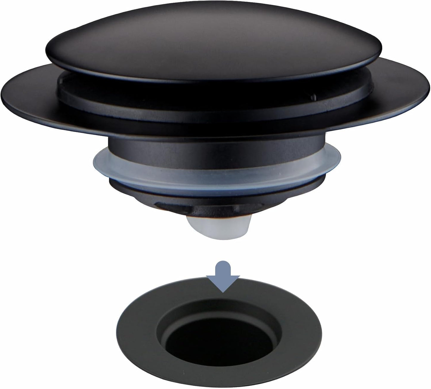 Matte Black Tub Drain Stopper, Hidrop Pop Up Universal Tub Dain Tip Toe Bathtub Drain Stopper, Fit 1.375 to 1.5 Inches, Replaces Lift and Turn, Tip-Toe and Trip Lever Drains for Tub, EZ Installation