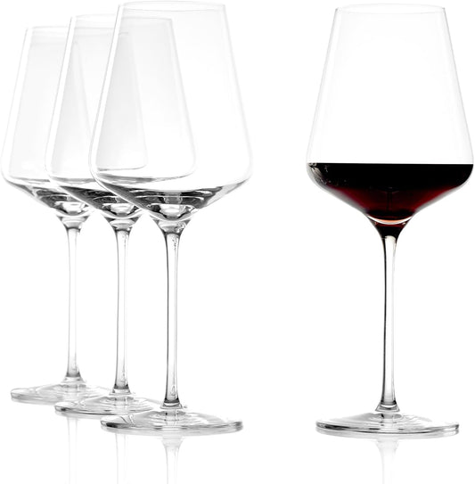 Stölzle Lausitz Bordeaux Red Wine Glasses 4 Set (QUATROPHIL). Dishwasher Safe Crystal Red Wine Glasses Set of 4 (22.75oz) Durable Crystal Wine Glasses Set of 4 - Genuine Stölzle Wine Glass Set