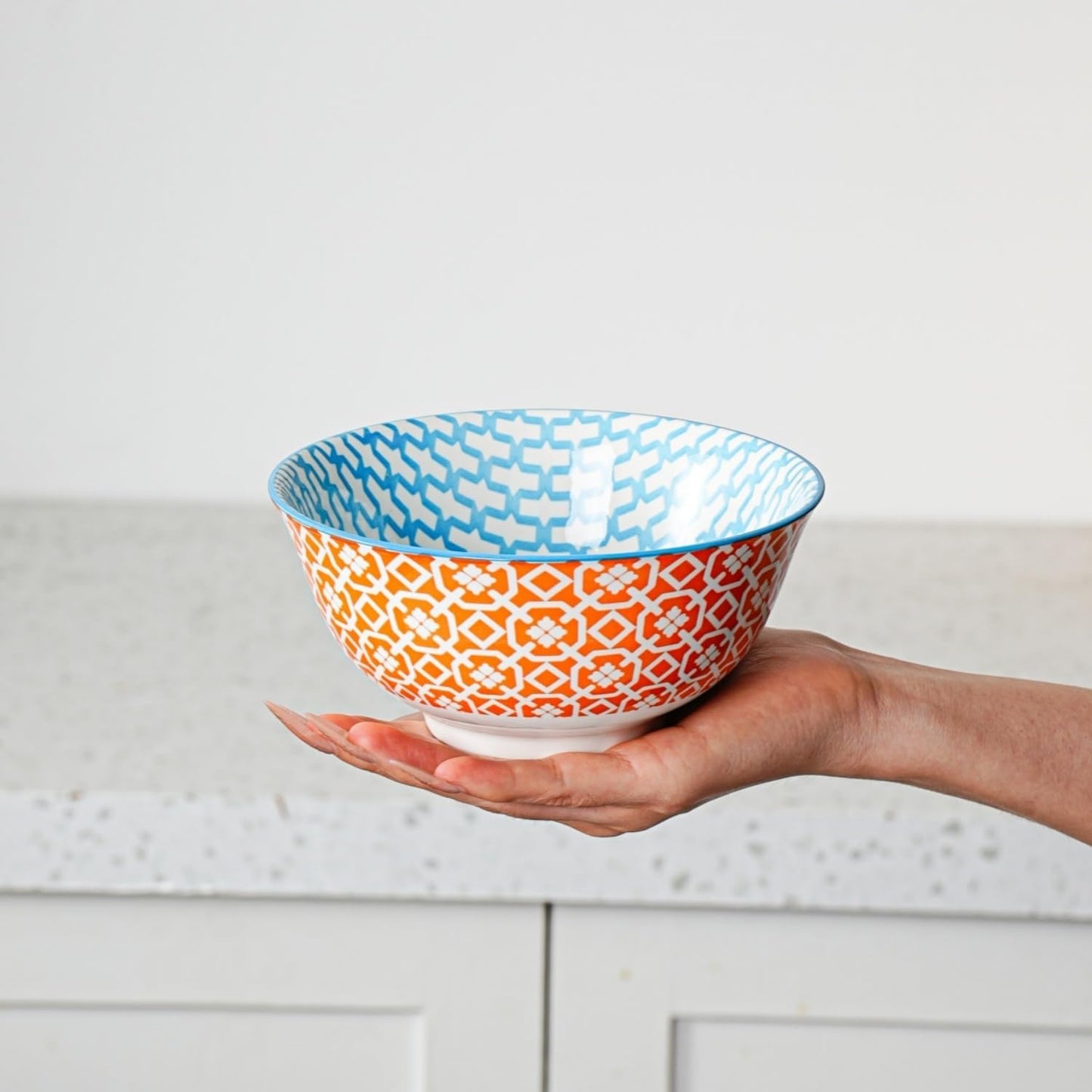 Ceramic Soup Bowls Set - 24 Oz Deep Cereal Bowl - 6 Inch Large Kitchen Dinner Bowl Eating Pasta Salad Dessert Noodle Rice Oatmeal - Microwave Dishwasher Safe - Set of 6 - Assorted Colors