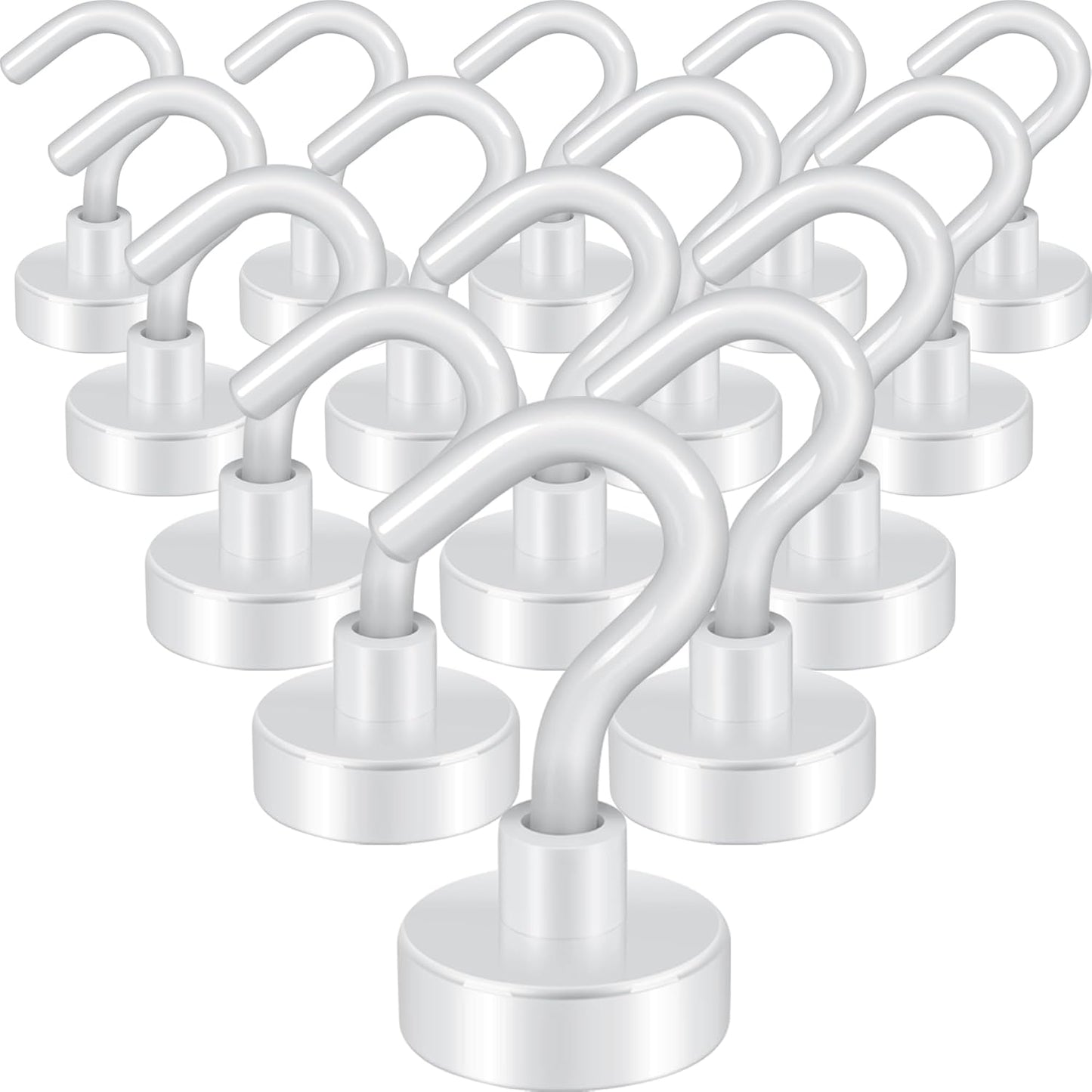 Neosmuk Magnetic Hooks,30lb+ Heavy Duty Earth Magnets with Hook for Refrigerator, Extra Strong Cruise Hook for Hanging, Magnetic Hanger for Curtain, Grill (Creamwhite, 15 Pack)