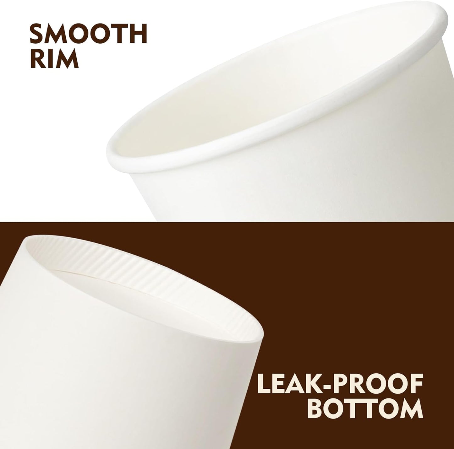 YEEHAW 12 oz 100 Pack Disposable Paper Coffee Cups, White To Go Hot Cups for Coffee, Hot Liquid, Chocolate, Juice, Hot Beverage Drinking Cup, Ideal for Cafes, Bistros, Businesses