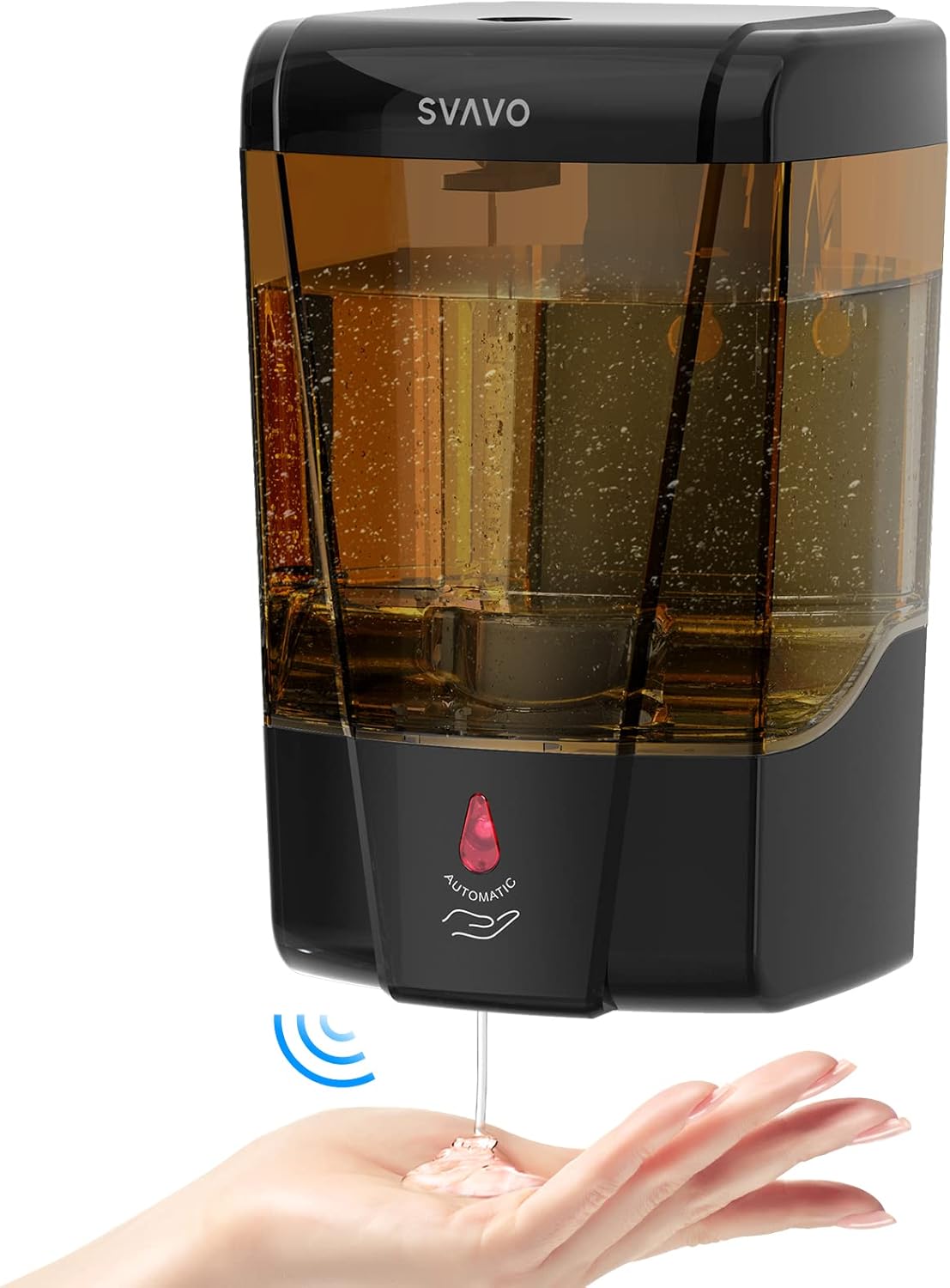 SVAVO Automatic Soap Dispenser Hand Soap Dispenser Wall Mount 600m/21fl.oz, Touchless Electric Sensor Pump Battery Operated for Offices Home Kitchen Bathroom Hotel Restaurant Commercial