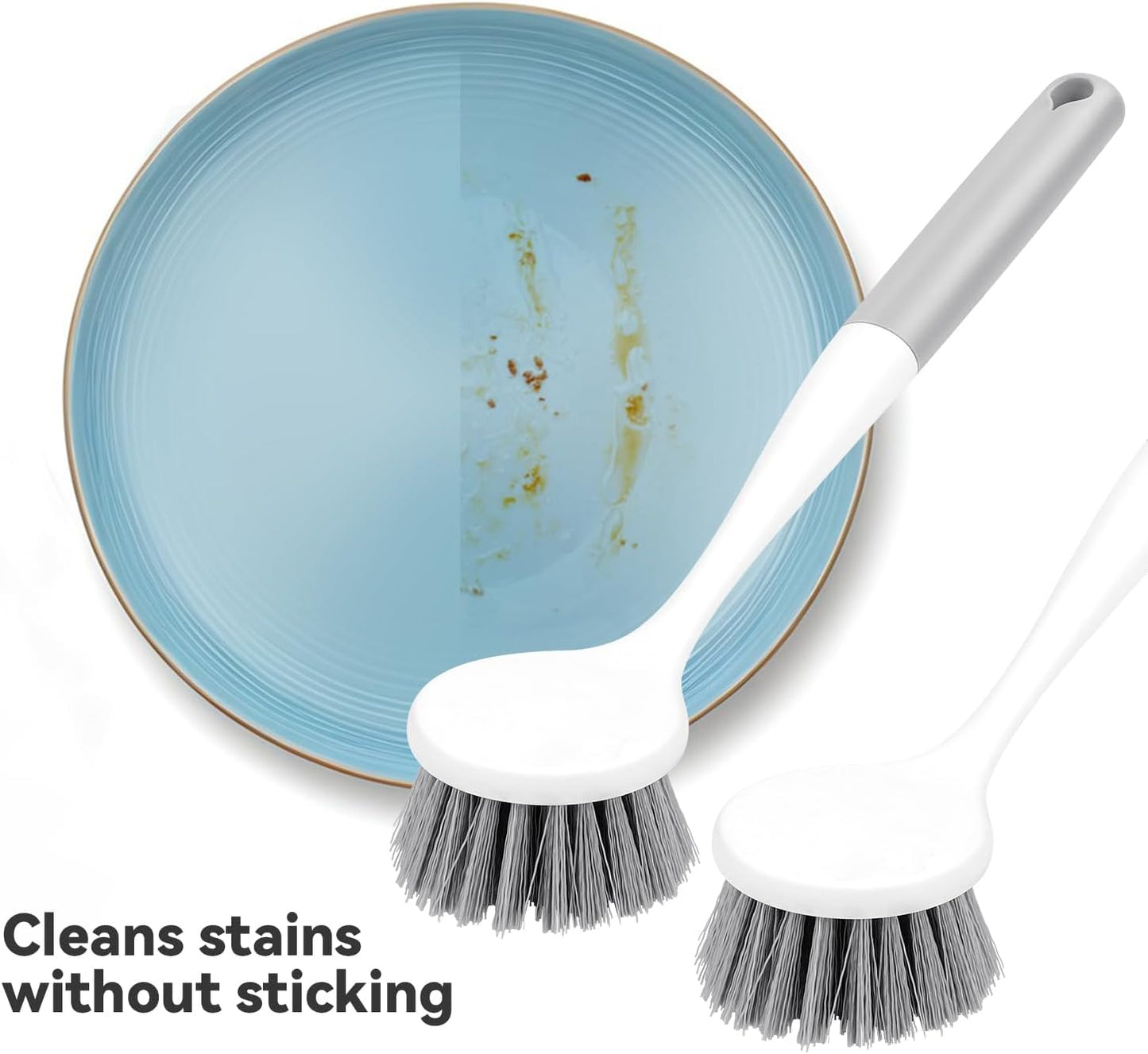 2 Pack Kitchen Scrub Brushes for Cleaning Dish Brush with Handle for Pans, Pots, Kitchen Sink Cleaning Scrub Brushes (PP Plastic)