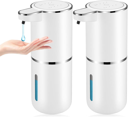 2 Pack Automatic Soap Dispenser,Automatic Liquid Soap Dispenser Touchless,12.8oz/380ml USB Rechargeabled Wall Mounted Smart Soap Dispensers for Bathroom Kitchen Dish Soap