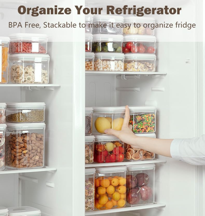 8 Pcs Pop Food Storage Containers Airtight Food Storage Containers Set with Lids Kitchen Pantry Organization and Storage, 3.4Qt, 2.8Qt, 2.1Qt, 1.2Qt