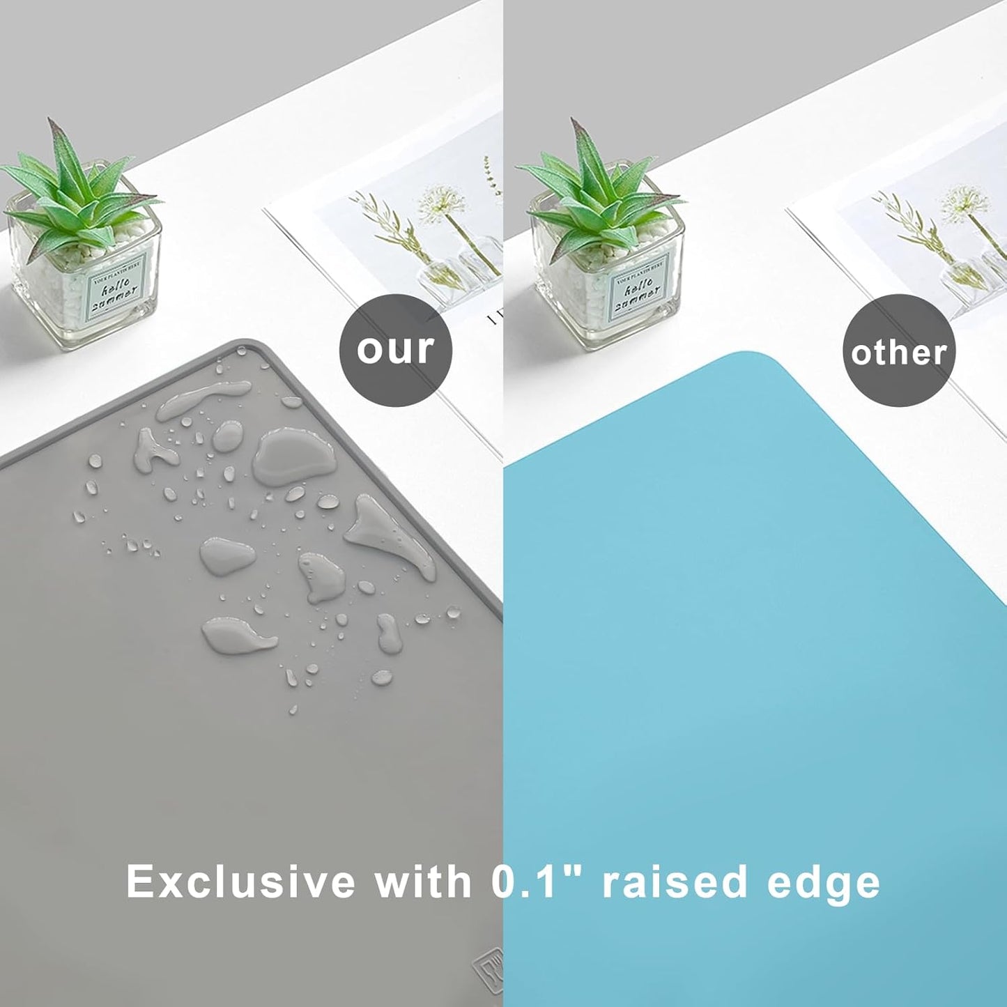 Large Silicone Mat 6 Pack, 20"x16" Silicone Craft Mats for Resin Jewelry Casting Molds, Food Grade Silicone Sheet with Raised Edge, Nonstick Waterproof, Cool Grey