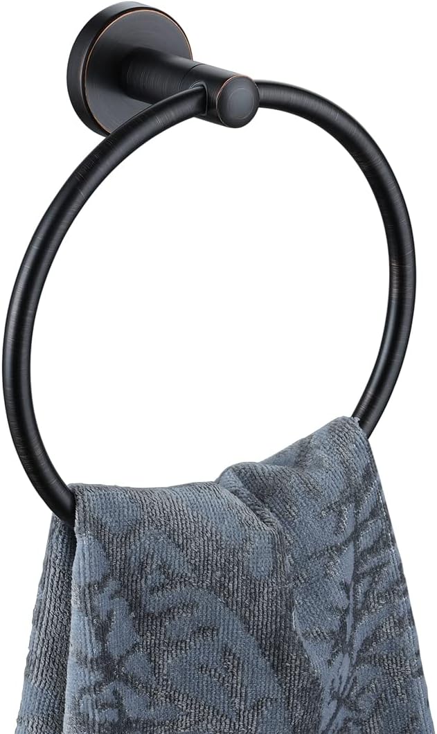 JQK Towel Ring Oil Rubbed Bronze, Stainless Steel Hand Towel Holder for Bathroom, ORB Wall Mount, TR130-ORB