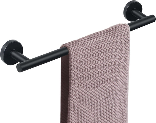 NearMoon Bath Towel Bar, Bath Accessories Thicken Stainless Steel Shower Towel Rack for Bathroom, Towel Holder Wall Mounted (2 Pack, Matte Black, 18 Inch)