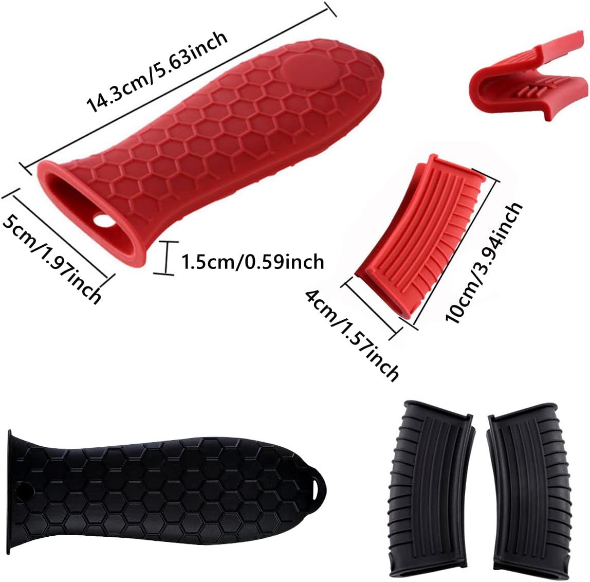 6 Pieces Silicone Heat Resistant Handle Covers Hot Pot Pan Grip Sleeves Non-Slip Pot Skillet Holder Washable Silicone Cover for Home Kitchen Cooking Accessories