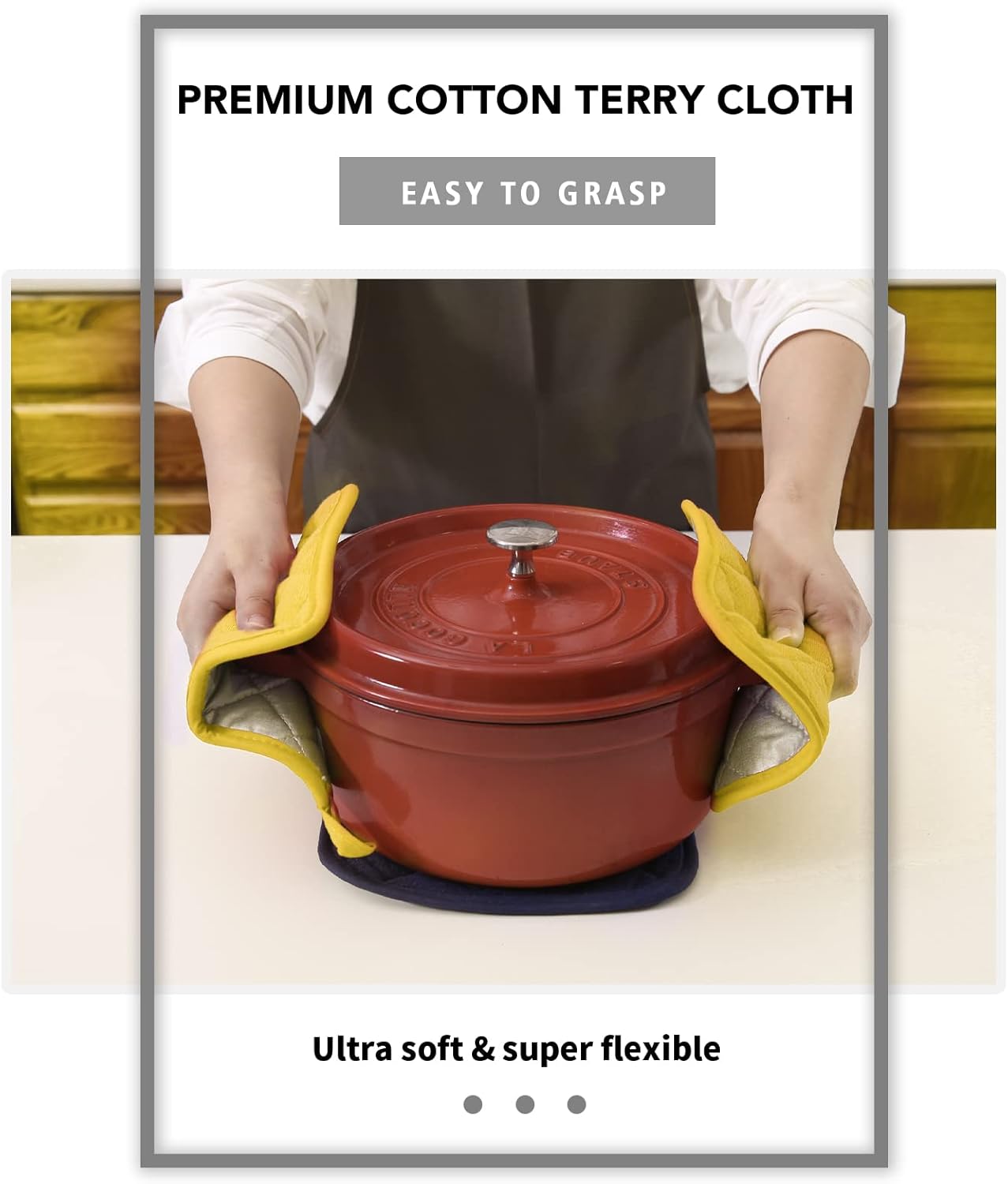 Joyhalo 4 Pack Pot Holders for Kitchen,Cotton Oven Holder with Great Heat Resistance,Non Slip Hot Pads for Kitchen Clearance,Yellow