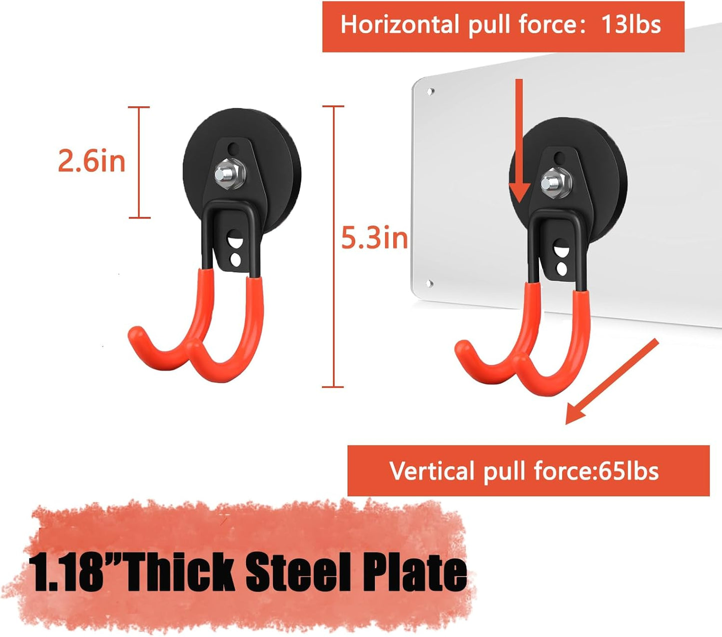 Large Heavy Duty Magnetic Hooks,4 Pack Strong Magnet Hooks for Power Drill and Garage Tools,Anti-Scratch Garage Magnetic Tools Holder,Magnetic Cable and Hose Holder,Magnetic Garage Hooks