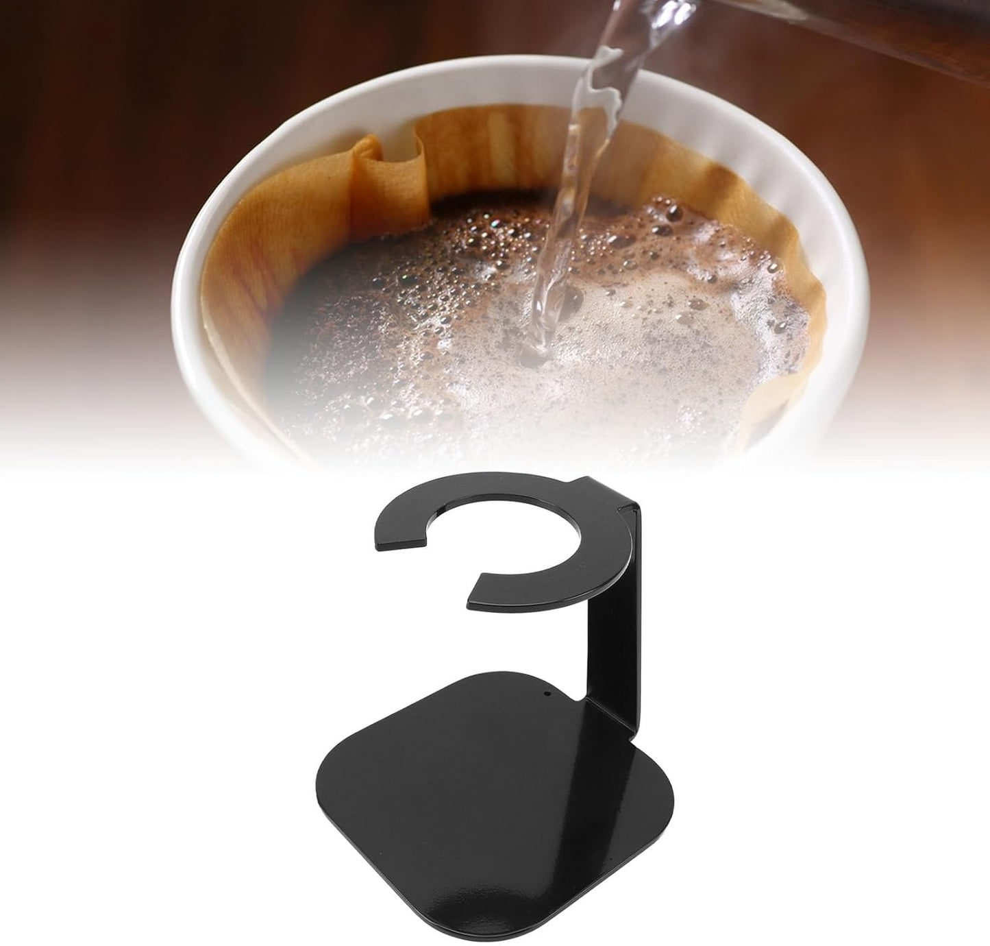 Coffee Dripper Stand Iron Pour Over Filter Holder Space Saving Maker Station for Bar Equipment (Black)