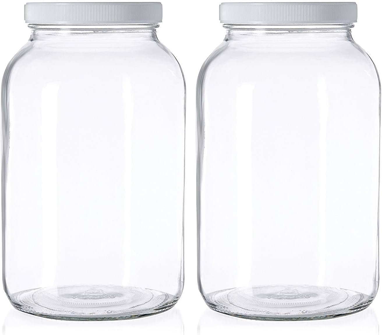 kitchentoolz 1 Gallon Glass Mason Jars – Extra Large Wide Mouth Jars with Airtight Lids – Perfect for Sourdough Starter, Fermenting, Pickling, and Storage – Made in the USA – Pack of 2
