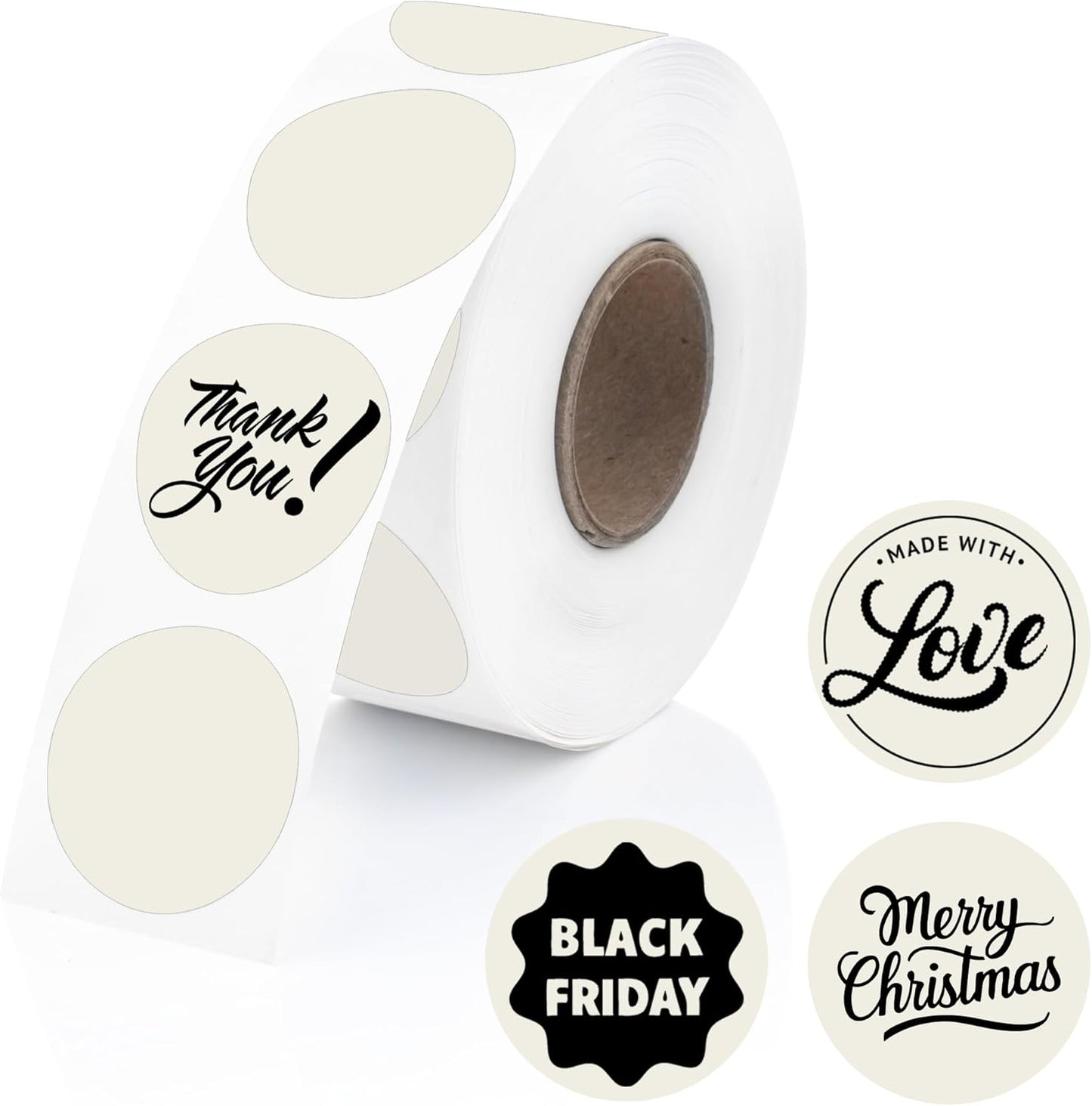 Perco Ivory 1-Inch Perforated Circle Dot Thermal Sticker Labels — 735 Stickers/Roll, Direct Thermal Printer Compatible—with Permanent Adhesive for Color Coding, Garage Sales, Crafts—Made in USA