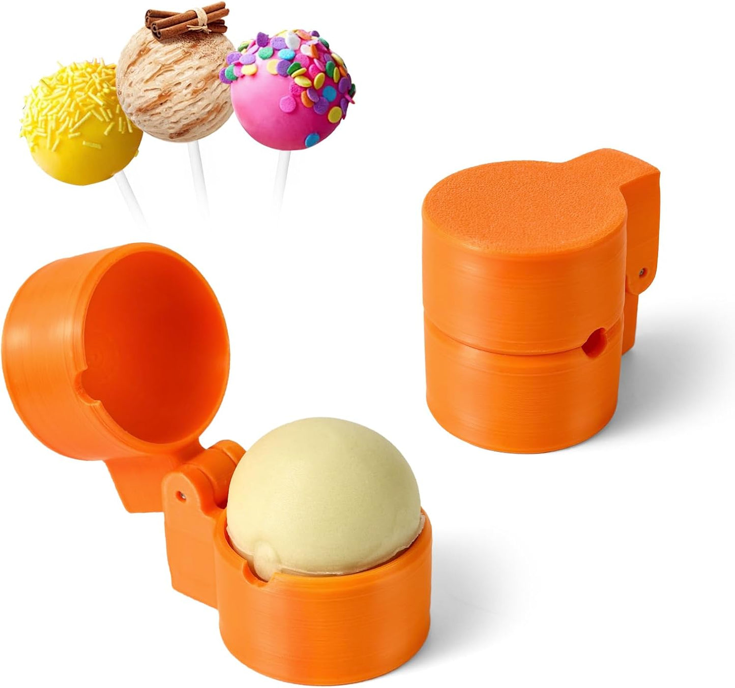 2 PCS Round Cake Pop Mold Shapes Press Set, 3D Printed Sphere Circle Cake Pop Cutter and Pusher, Baking Tools Accessories for Home Baking, Birthday Parties, Wedding Desserts