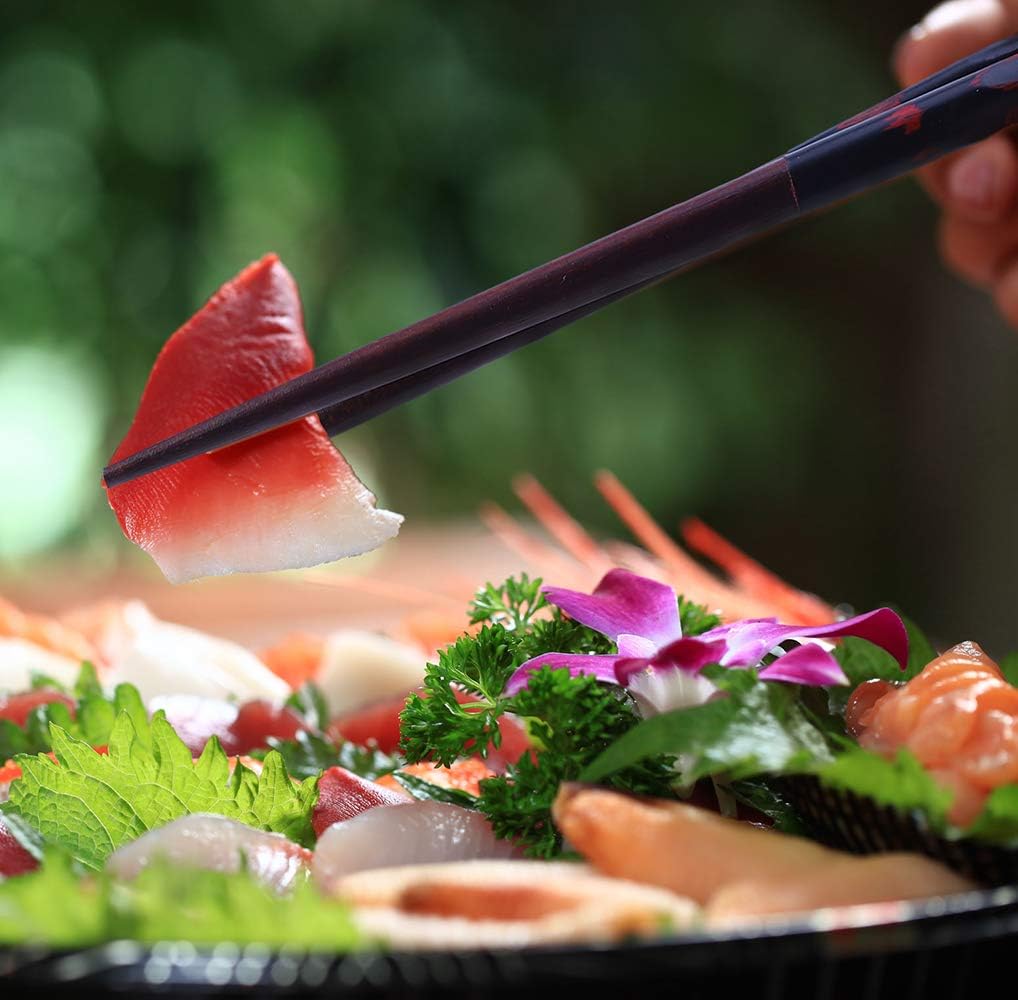 Antner 5 Pairs Hardwood Chopsticks Reusable Japanese Style Natural Wood Chop Stick Hand-Carved Chopstick Gift Set, 9 Inches