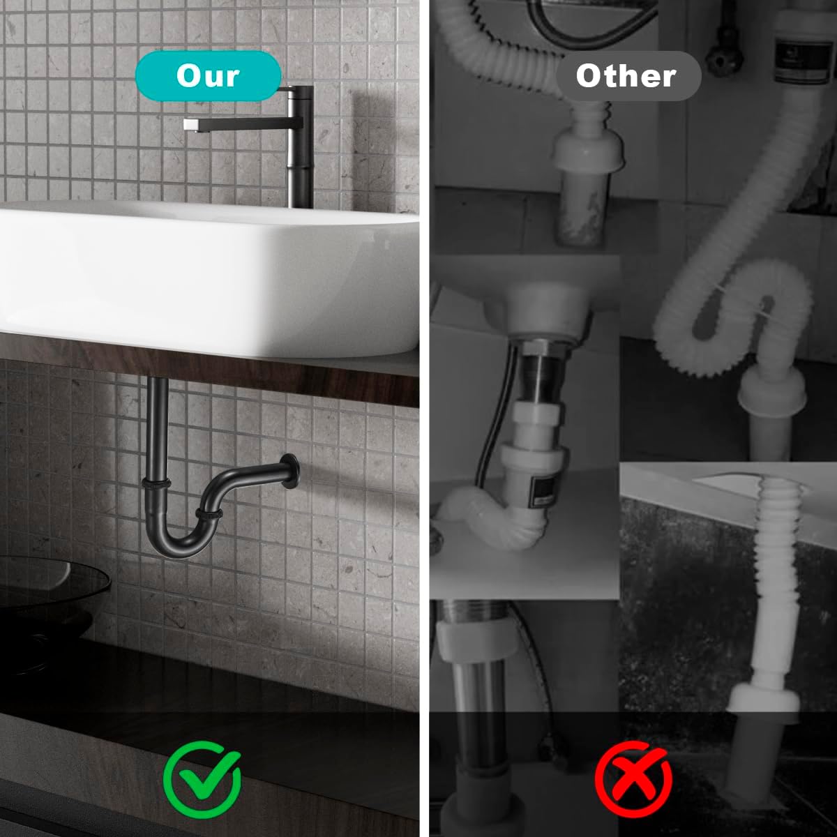 Bathroom Basin Adjustable Height 1-1/4 Bottle Trap, U Shape Sink P Trap Complete Set, Basin Sink Waste Drain Stopper Set with Overflow, Oil Rubbed Bronze