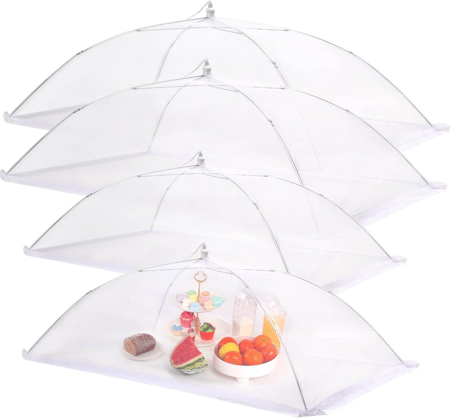 JULBEAR 4 Pcs Extra Large Mesh Food Cover Tent Umbrella Food Screen Covers for Outside Pop-up Mesh Reusable Food Nets for Parties Picnics Outdoor BBQs Collapsible (2 Pcs 40"x24", 2 Pcs 32"x24")