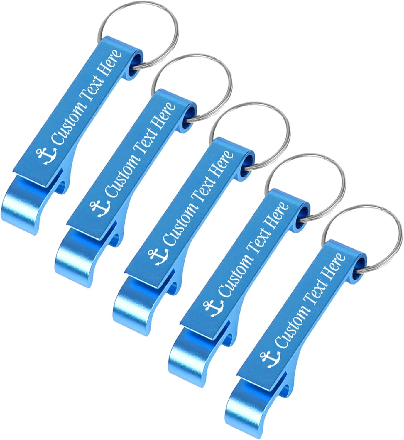 5PCS Personalized Bottle Opener Keychain Bulk Custom Beer Bottle Opener with Logo Text Engraved Wedding Bottle Opener Favors Customized Gifts for Guests Baby Shower Birthday Party-Sky Blue