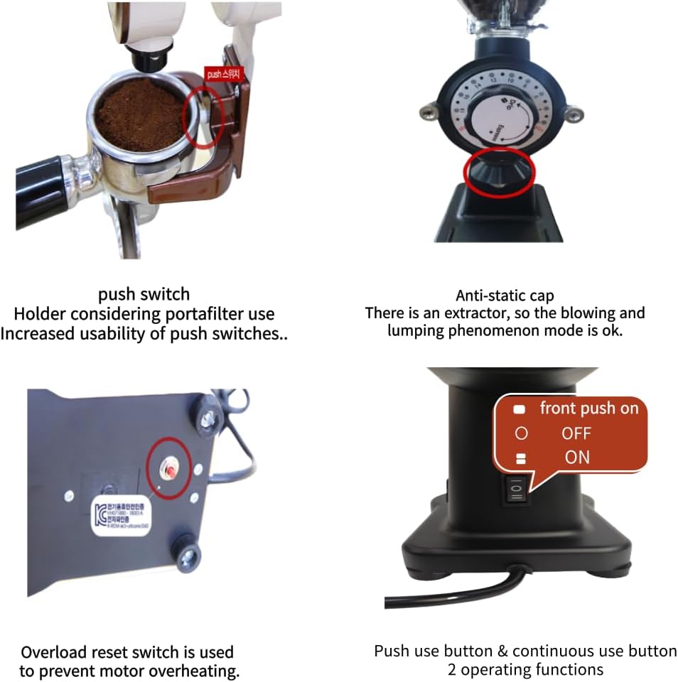 Urbanic 070s Electric Coffee Grinder (110~220v) / flat Titanium burr 60mm / 20 steps can be set (Green) / (Made in Korea)