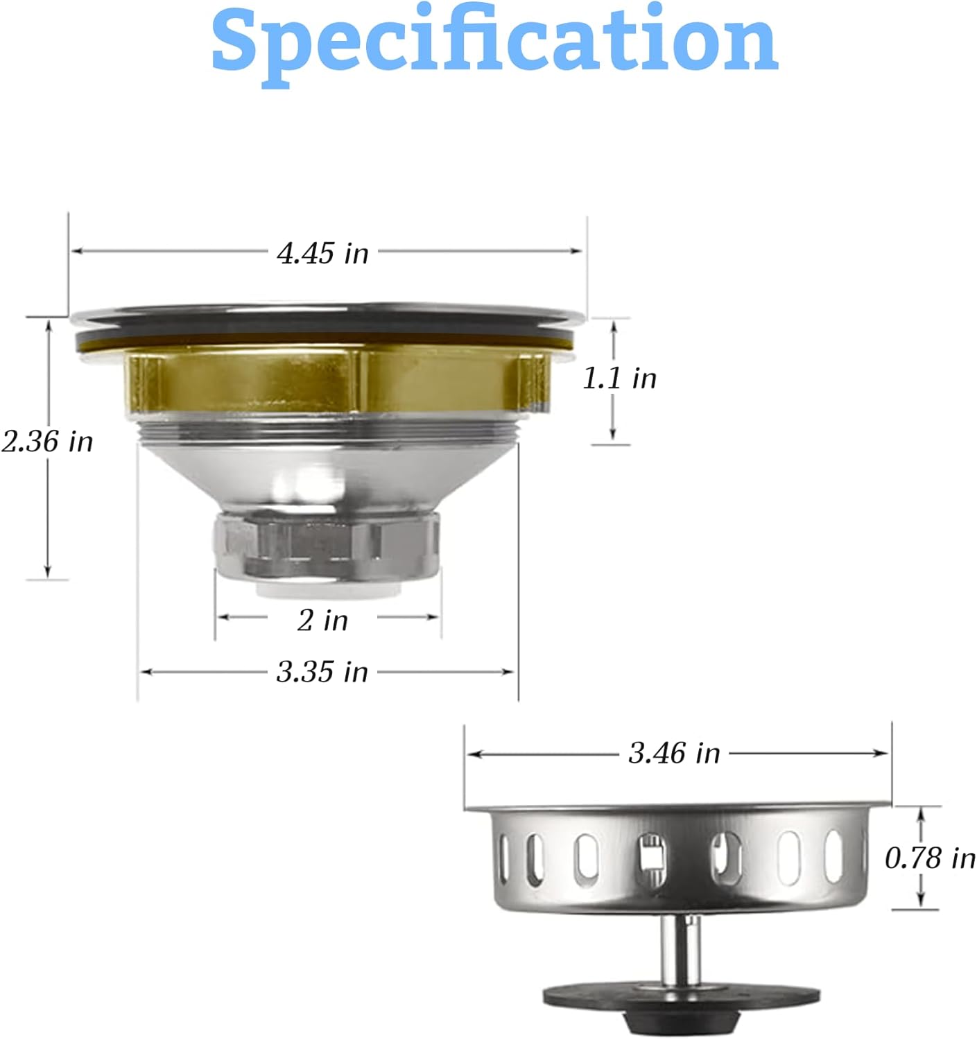 Metal World BS10101BN-4P Post Style Sink Strainer, 3-1/2" Metal Kitchen Strainer, Cast Brass Body Basket Strainer, Strainer with Stainless Steel Basket, Brushed Nickel Finish 4 Pack